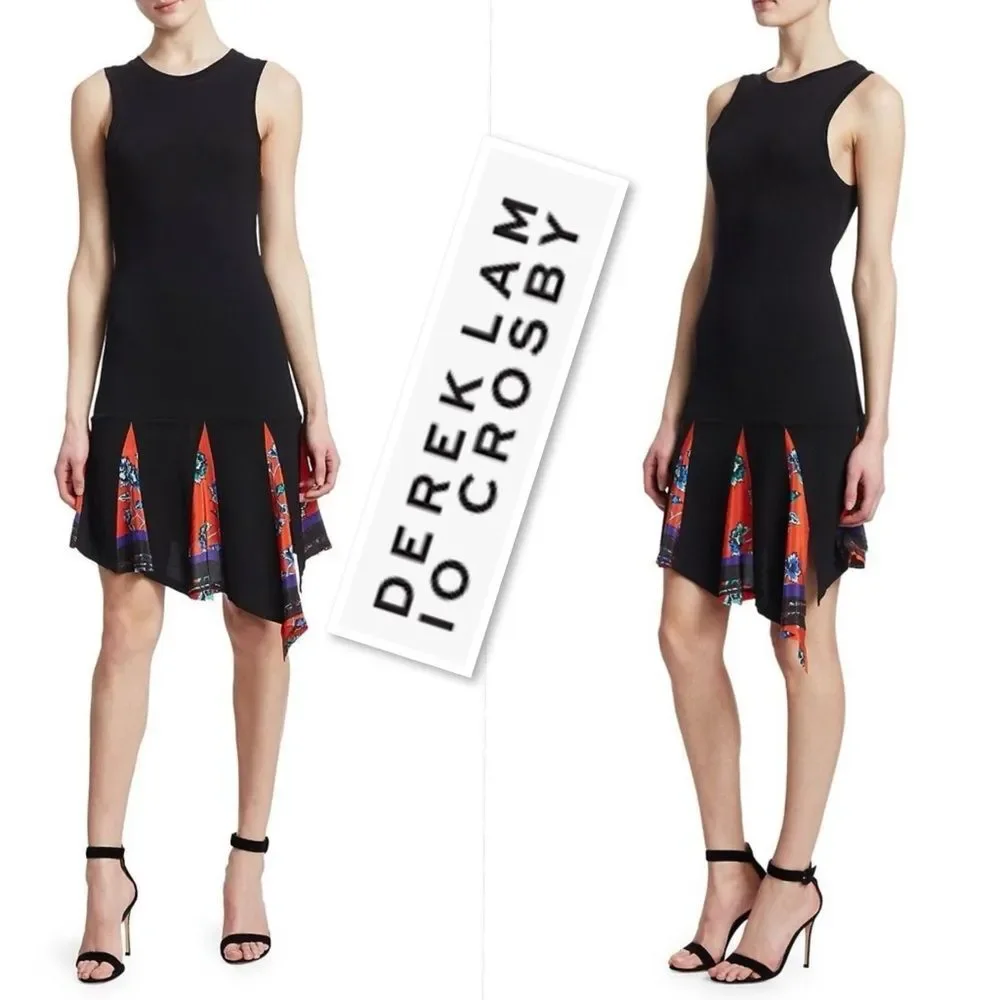 Derek Lam 10 Crosby NEW Silk-Trim Tank Dress Black Made in Portugal Size 8 - Picture 2 of 15